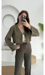 Bağlamalı Tensel Modal Karışımlı Bluz Grand 5276 Haki