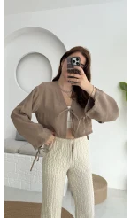 Bağlamalı Tensel Modal Karışımlı Bluz Grand 5276 Vizon