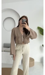 Bağlamalı Tensel Modal Karışımlı Bluz Grand 5276 Vizon