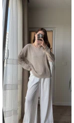 Bahama Triko Salaş Bluz - Krem