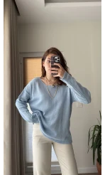 Bahama Triko Salaş Bluz - Mavi