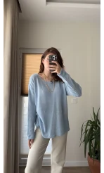 Bahama Triko Salaş Bluz - Mavi