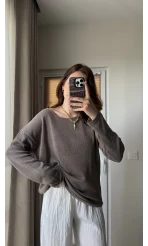 Bahama Triko Salaş Bluz - Vizon