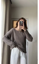 Bahama Triko Salaş Bluz - Vizon