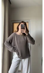 Bahama Triko Salaş Bluz - Vizon