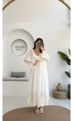 Bahar Çiçek İşlemeli Kimono Etek Takım - 8007