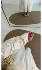 Bahar Çiçek İşlemeli Kimono Etek Takım - 8007