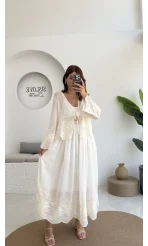 Bahar Çiçek İşlemeli Kimono Etek Takım - 8007