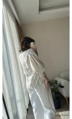 Balon Kol Çizgili Gömlek