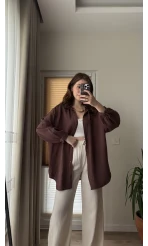 Balon Kol Müslin Gömlek - Acı Kahve - 2012