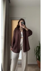 Balon Kol Müslin Gömlek - Acı Kahve - 2012