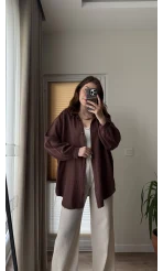 Balon Kol Müslin Gömlek - Acı Kahve - 2012