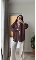 Balon Kol Müslin Gömlek - Acı Kahve - 2012