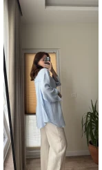 Balon Kol Müslin Gömlek - Bebe Mavisi - 2012