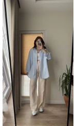 Balon Kol Müslin Gömlek - Bebe Mavisi - 2012