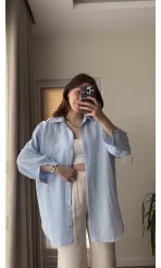 Balon Kol Müslin Gömlek - Bebe Mavisi - 2012