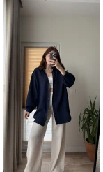 Balon Kol Müslin Gömlek - Lacivert - 2012