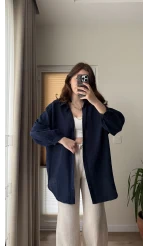 Balon Kol Müslin Gömlek - Lacivert - 2012