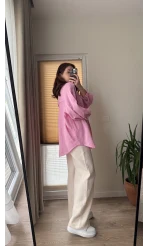 Balon Kol Müslin Gömlek - Pembe - 2012