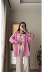 Balon Kol Müslin Gömlek - Pembe - 2012