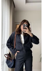 Bomber Ceket Denim Pantolon Takım