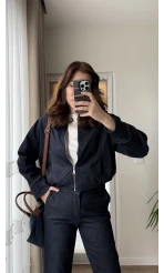 Bomber Ceket Denim Pantolon Takım