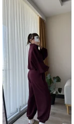 Barle Oys Kumaş Hırkalı Eşofman Takımı Bordo