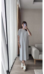 Basic Cepli Gri Modal Elbise