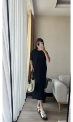 Basic Cepli Siyah Modal Elbise