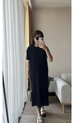 Basic Cepli Siyah Modal Elbise
