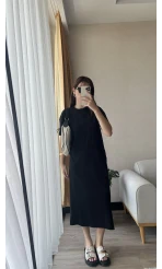 Basic Cepli Siyah Modal Elbise
