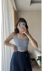 Basic Fitili Bebe Mavisi Crop