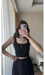 Basic Fitili Siyah Crop