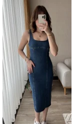 Basy Midi Uzun Boy Kot Elbise