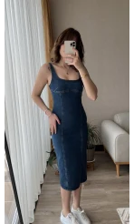 Basy Midi Uzun Boy Kot Elbise