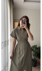 Beat Haki Düğmeli Elbise