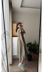 Beat Haki Düğmeli Elbise