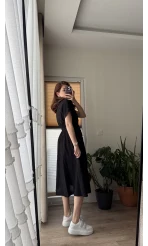 Beat Siyah Düğmeli Elbise