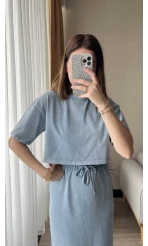 Bebe Mavisi Etekli Yıkamalı Takım