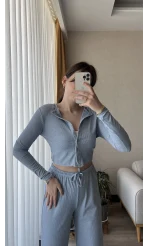 Bebe Mavisi Simli Hırkalı Takım