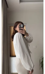 Bebe Yaka Çizgili Gömlek - Beyaz - 2048