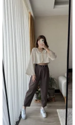 Bebe Yaka Gofre Krem Bluz