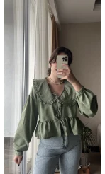 Bebe Yaka Haki Gömlek