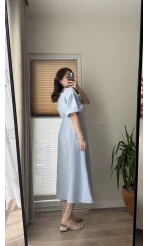 Becca Müslin Kumaş Elbise Bebe Mavisi