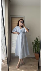 Becca Müslin Kumaş Elbise Bebe Mavisi