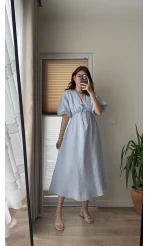 Becca Müslin Kumaş Elbise Bebe Mavisi