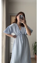 Becca Müslin Kumaş Elbise Bebe Mavisi