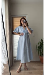 Becca Müslin Kumaş Elbise Bebe Mavisi