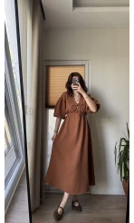 Becca Müslin Kumaş Elbise Kiremit