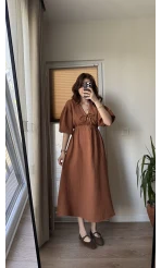 Becca Müslin Kumaş Elbise Kiremit